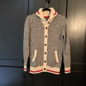 Cozy Knit Cardigan with Red Accents
